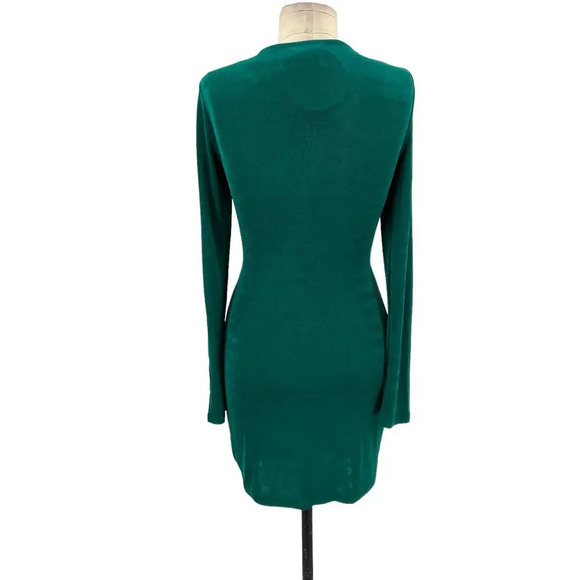 Princess Polly Kylie Mini Dress Forest Green Cut-Out Ruched Bodycon Size US 8 - Picture 7 of 12